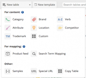 Create product table - Step 1 - Add new product feed table